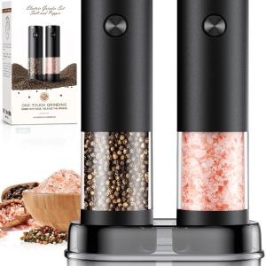 Electric Salt and Pepper Grinder Set Automatic Battery Pepper Mill Shakers Adjustable